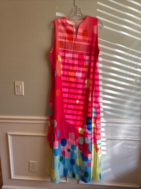 Uoozee women Bright Pink Multicolor Sleeveless Women's Maxi Dress. Size XXL